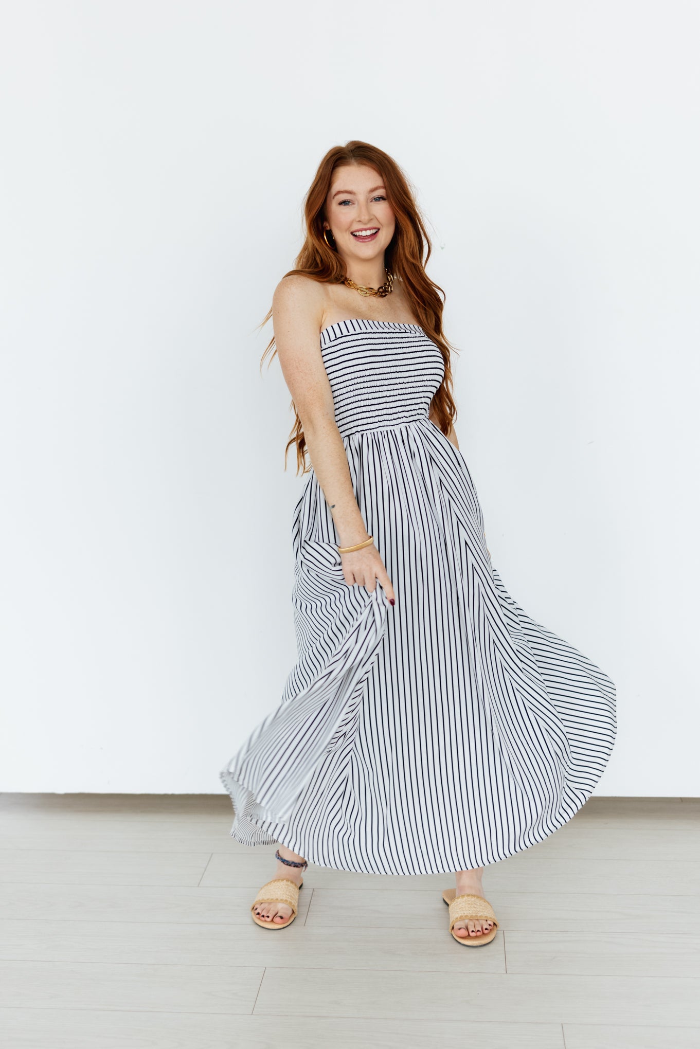 TH708 STRIPED MAXI DRESS (6 Piece)