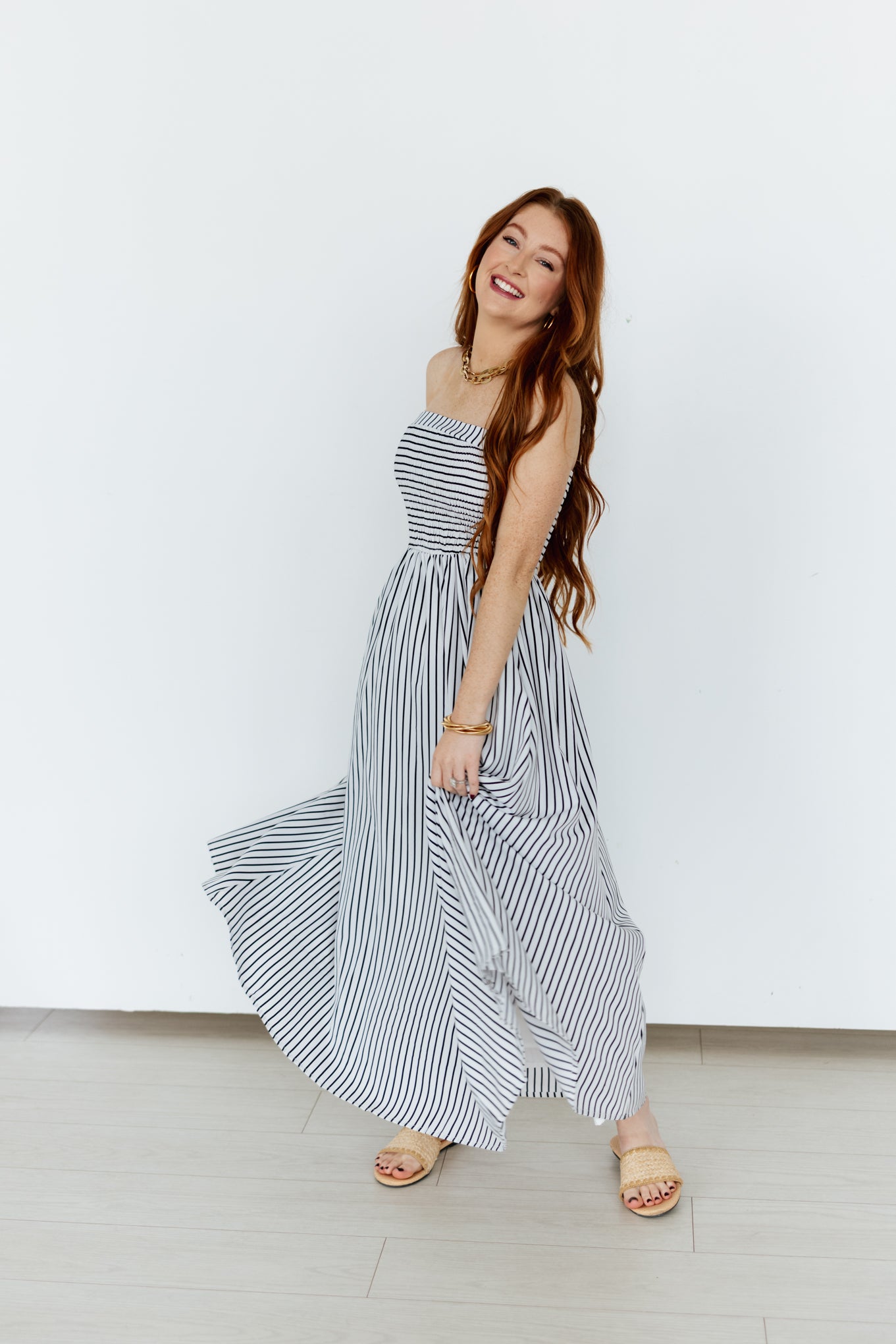 TH708 STRIPED MAXI DRESS (6 Piece)