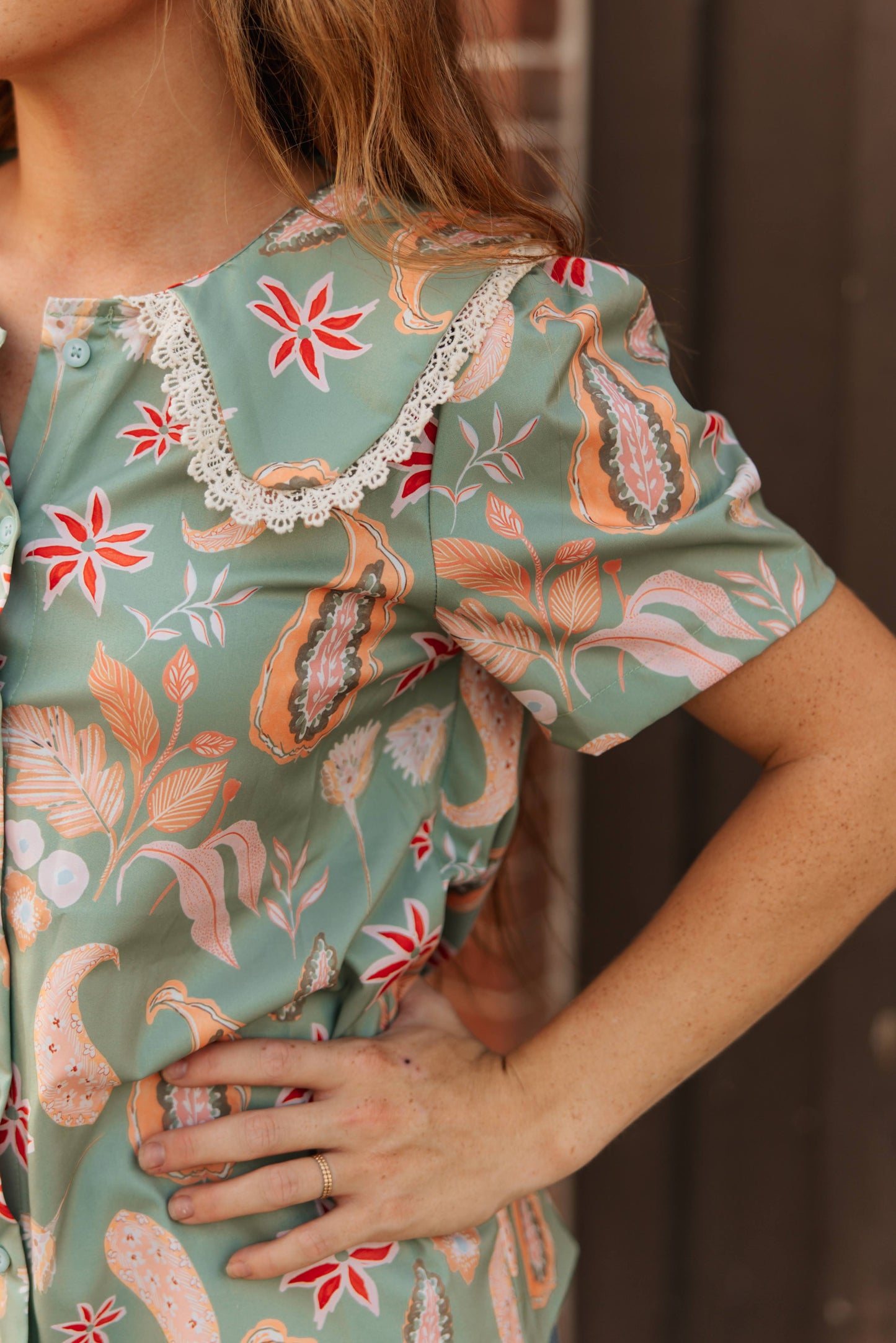 TH2782 SAGE PAISLEY COLLAR TOP (7 PIECES)