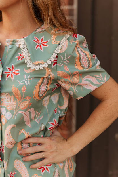 TH2782 SAGE PAISLEY COLLAR TOP (7 PIECES)