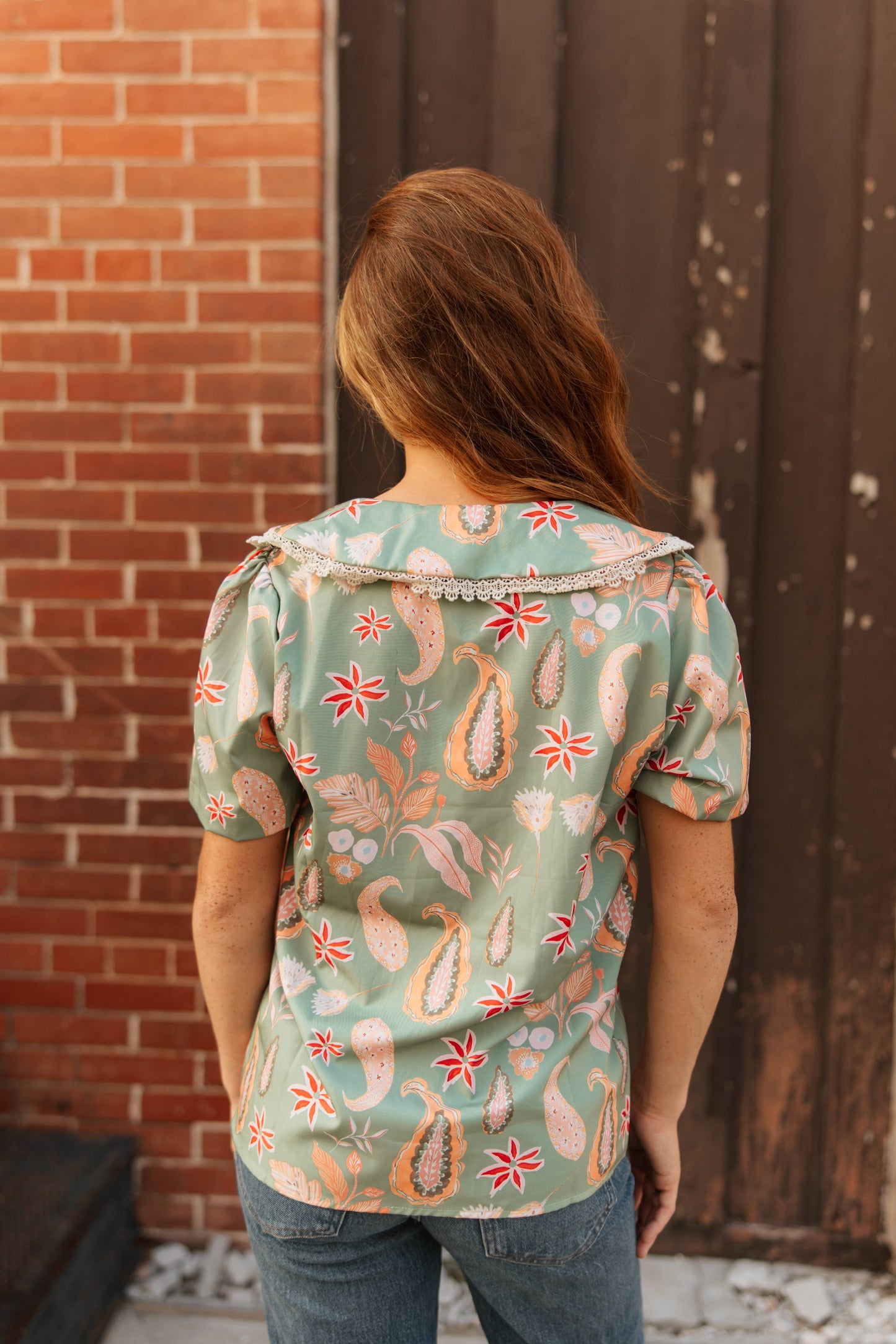 TH2782 SAGE PAISLEY COLLAR TOP (7 PIECES)