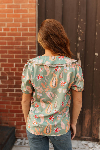 TH2782 SAGE PAISLEY COLLAR TOP (7 PIECES)