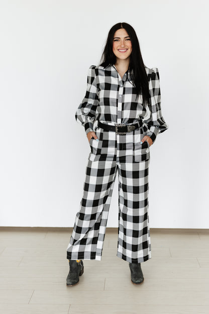 TH11 BLACK GINGHAM  BLOUSE (7 Piece)