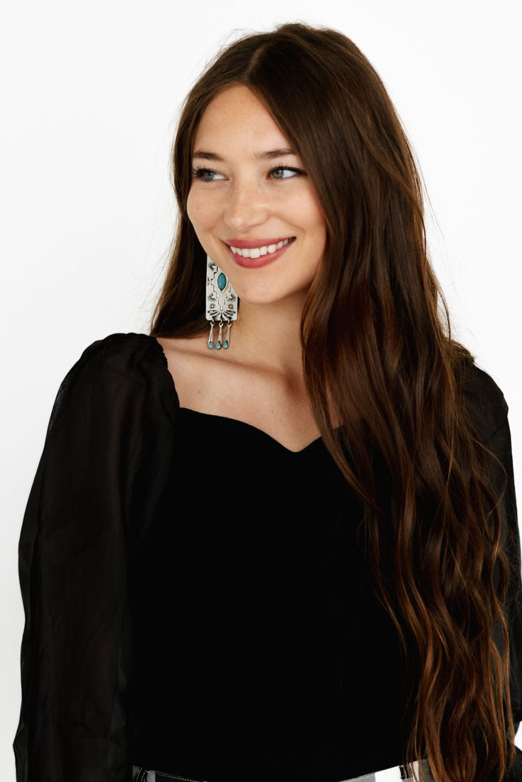 317261 Rectangle Stamped Earring