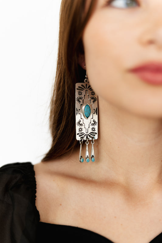 317261 Rectangle Stamped Earring