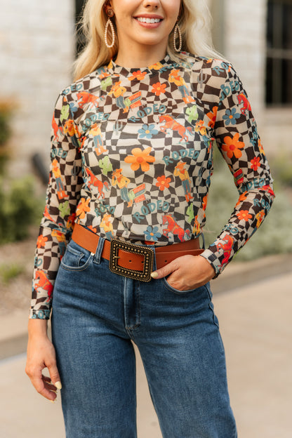 TH1221 CHECK COWBOY RODEO MESH TOP (7 Piece)