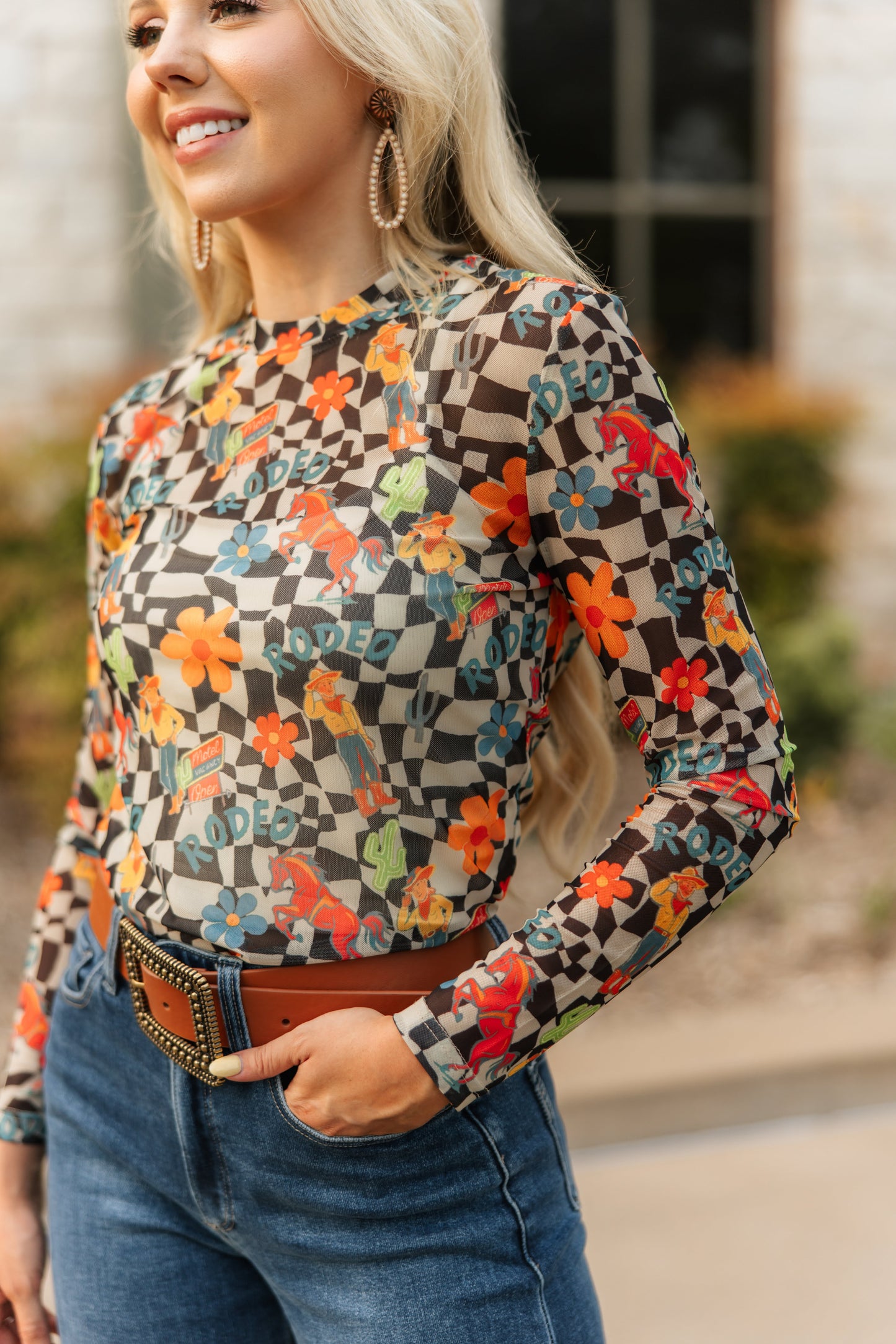 TH1221 CHECK COWBOY RODEO MESH TOP (7 Piece)