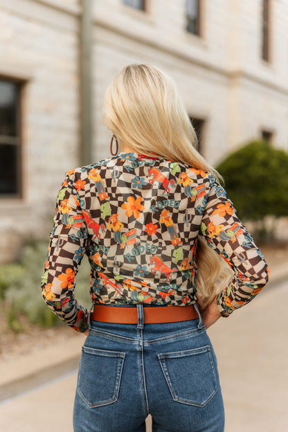 TH1221 CHECK COWBOY RODEO MESH TOP (7 Piece)