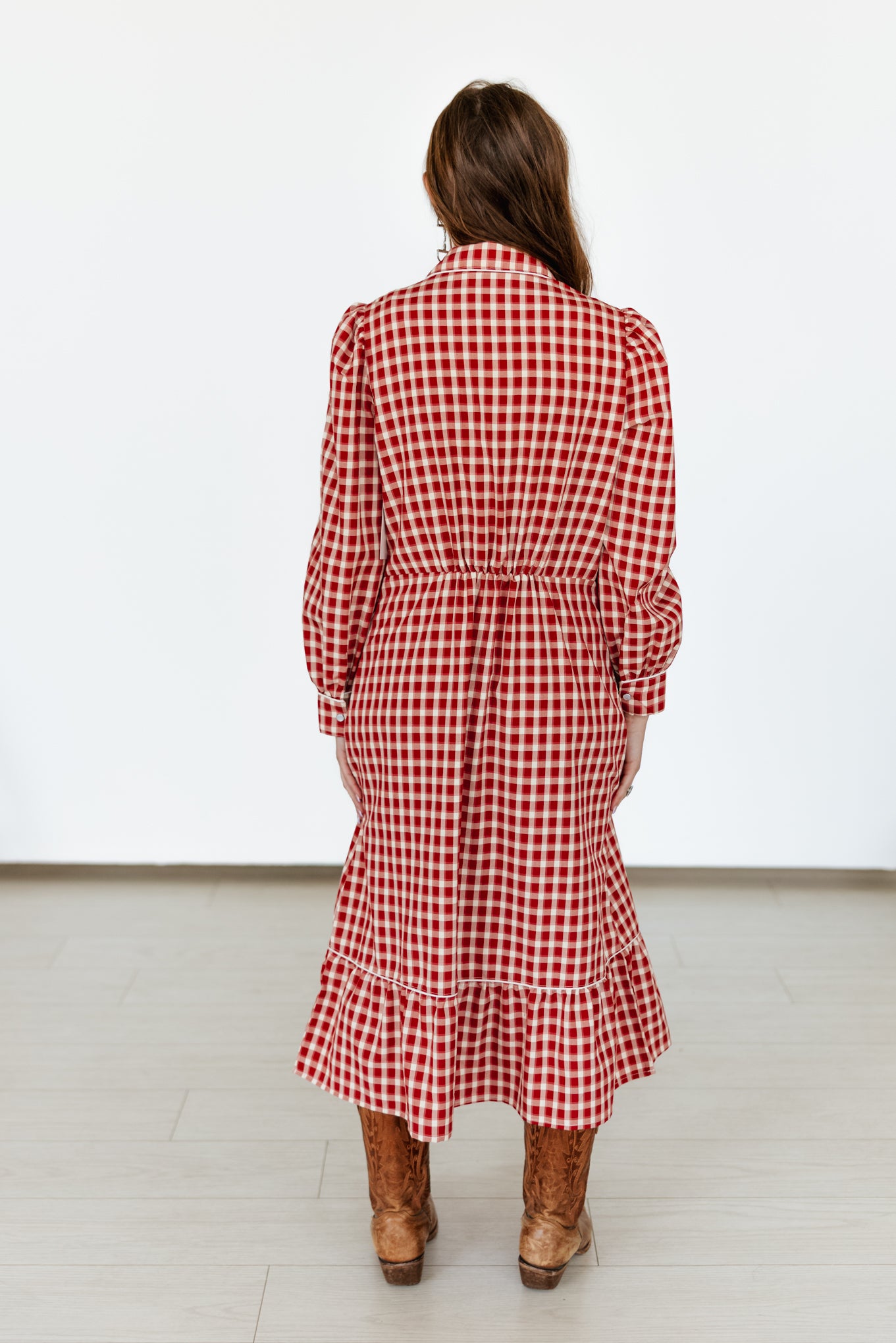 TH2410 LG RED  GINGHAM DRESS (1 PIECE)