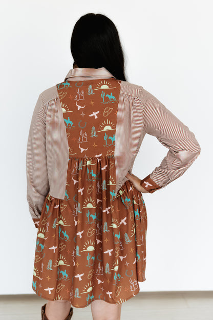 TH5010 BROWN WESTERN THINGS DRESS (1 PIECE)