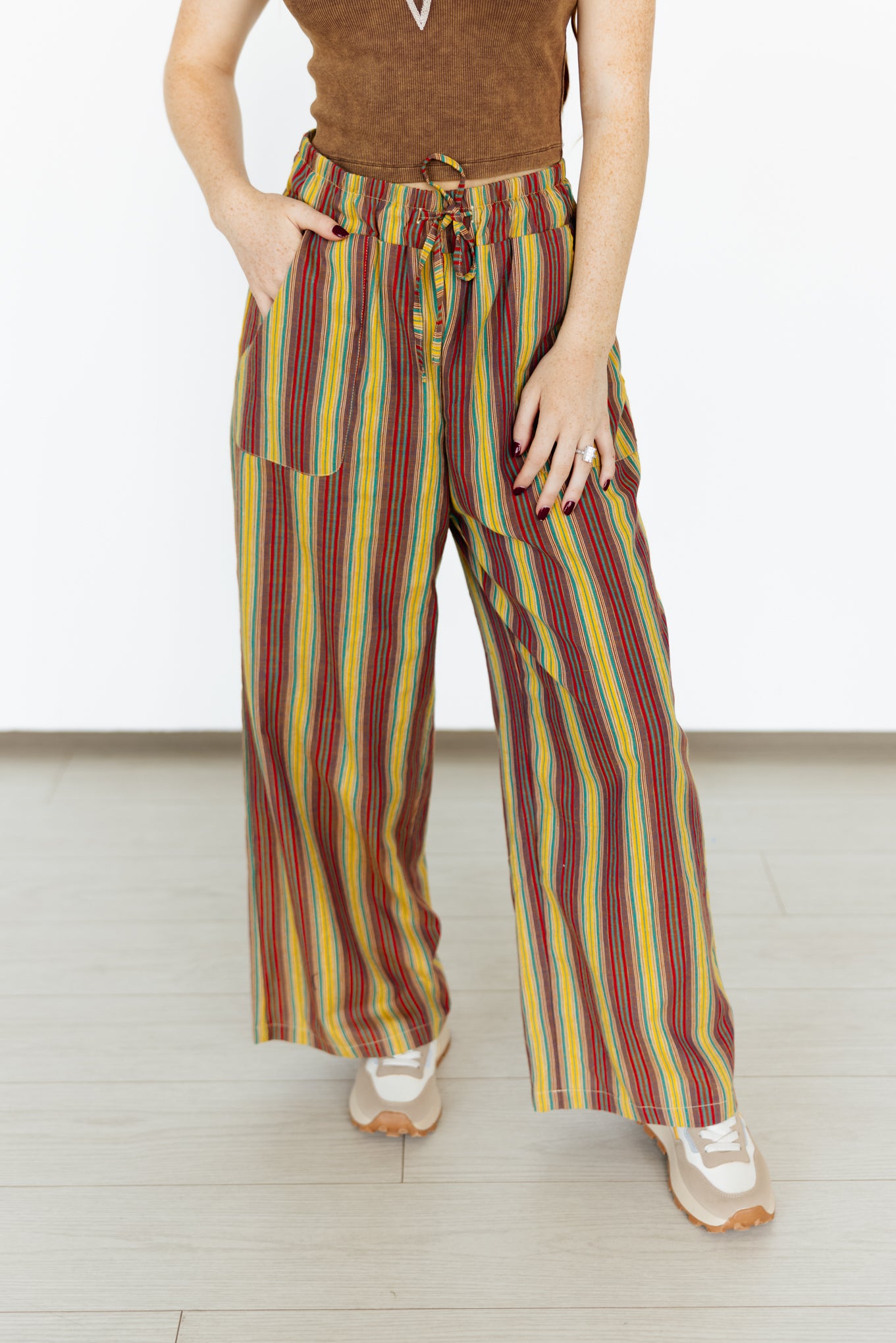 TH2109 OLIVE VINTAGE STRIP PANT (1 Piece)