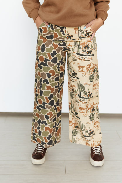 TH2109 HALF HALF DUCK CAMO / COWBOY PRINT PANT (1 PIECE)