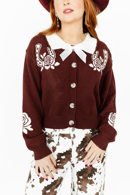 TH2307 DOUBLE HORSESHOE BURGUNDY SWEATER  (7 PIECE)