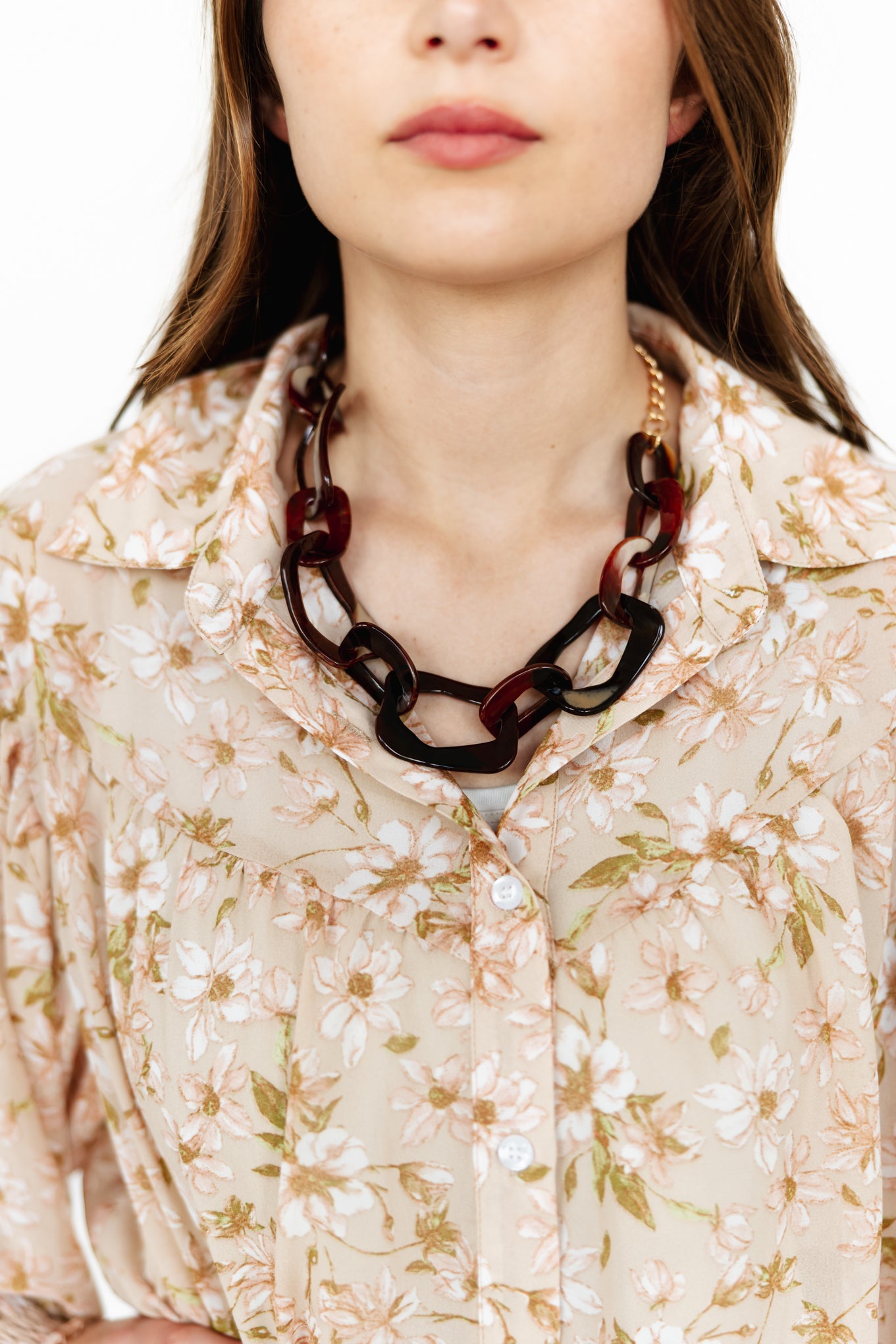 1182 H186  BROWN LINK NECKLACE