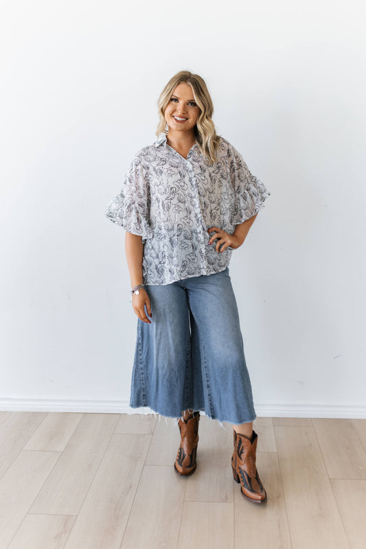 TH2773 BLACK WESTERN ELEMENT STITCH TOP (6 Piece)