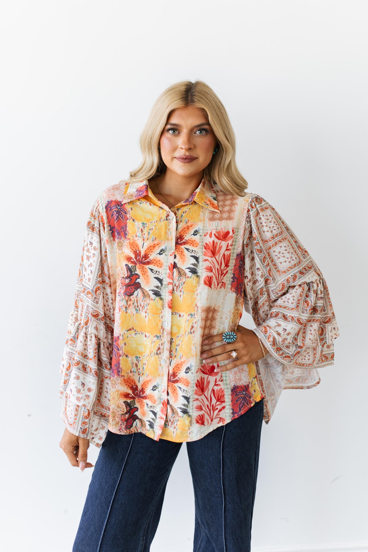 TH103 RUST FLORAL PATCHWORK MIX