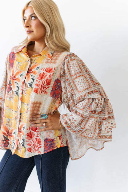 TH103 RUST FLORAL PATCHWORK MIX