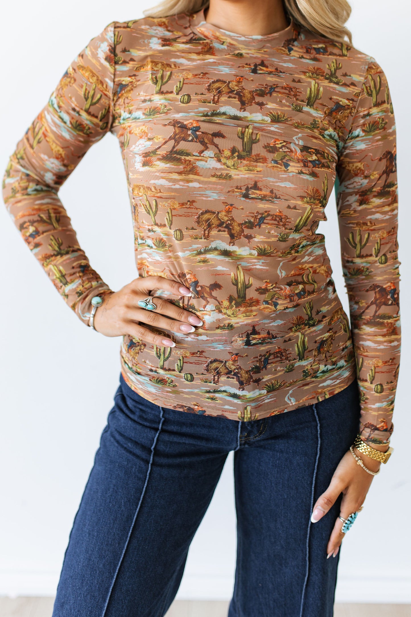 TH1221 TAUPE COWBOY MESH TOP (7 PIECE)