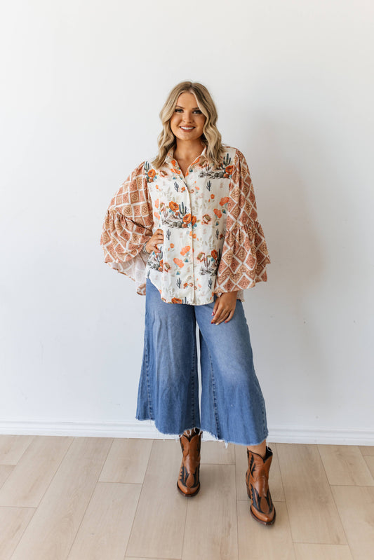 TH103 CREAM CACTUS DESERT FLORALS