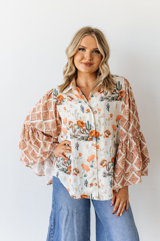 TH103 CREAM CACTUS DESERT FLORALS