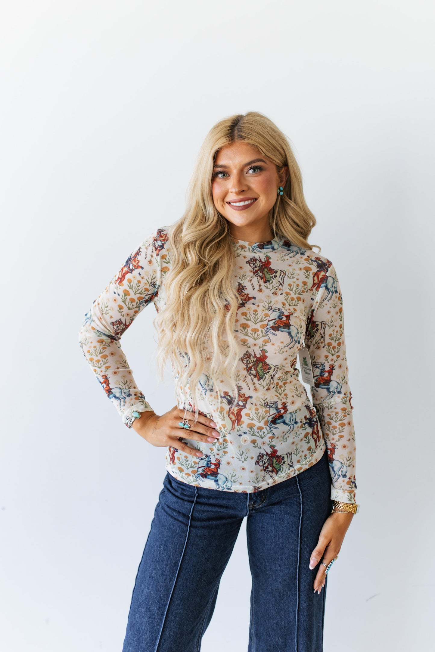 TH1221 IVORY COWBOY MESH TOP (7 PIECE)