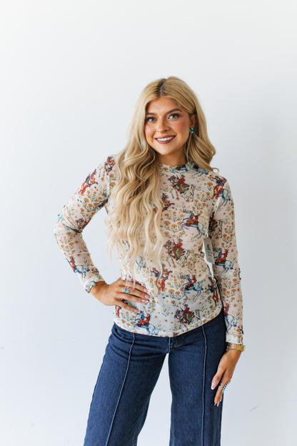 TH1221 IVORY COWBOY MESH TOP (7 PIECE)