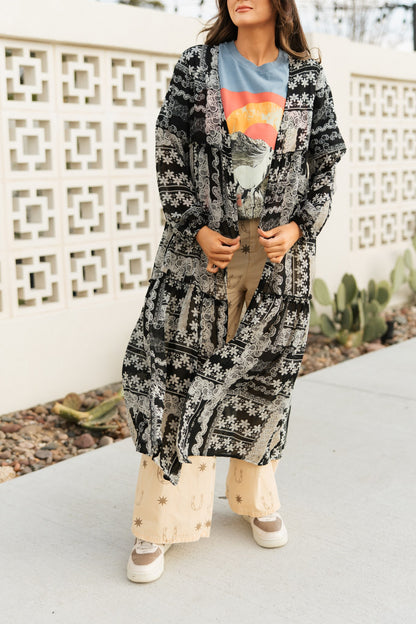 TH6180 BLACK LACE CHIFFON DUSTER (7 PIECE)