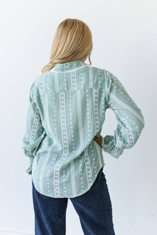 TH74 MINT GREEN FLORAL EMBRODIERY FLORAL TOP (7 PIECES)