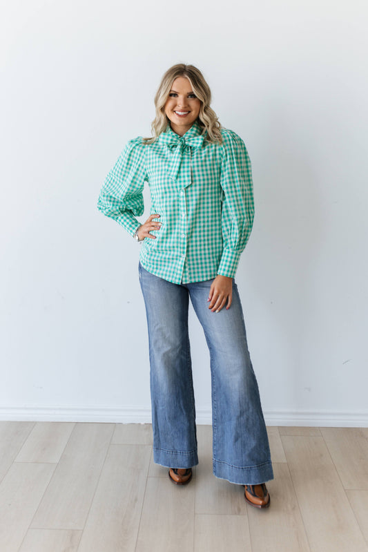 TH11-1 TURQUOISE GINGHAM TOP (7 PIECE)
