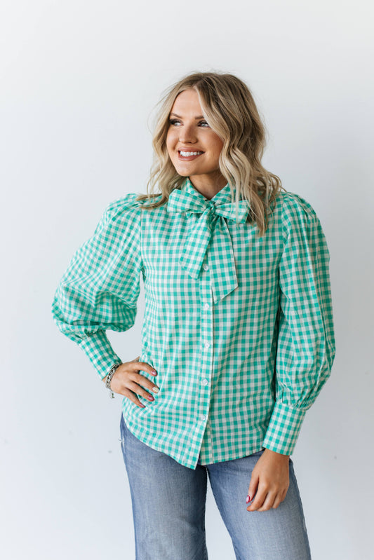TH11-1 TURQUOISE GINGHAM TOP (7 PIECE)