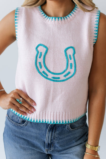 TH4215 PINK HORSESHOE SWEATER VEST ( 7 PIECE)