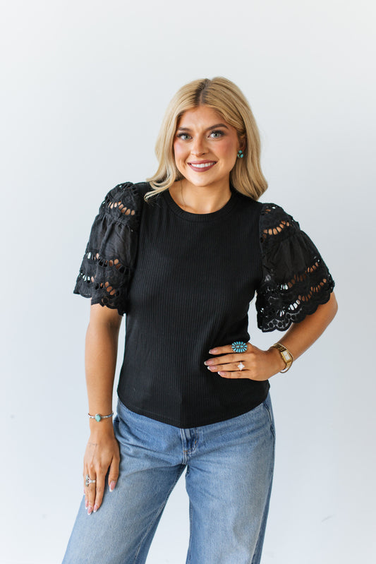 TH2004  BLACK TOP WITH EYELETT SLEEVE (7 Piece)
