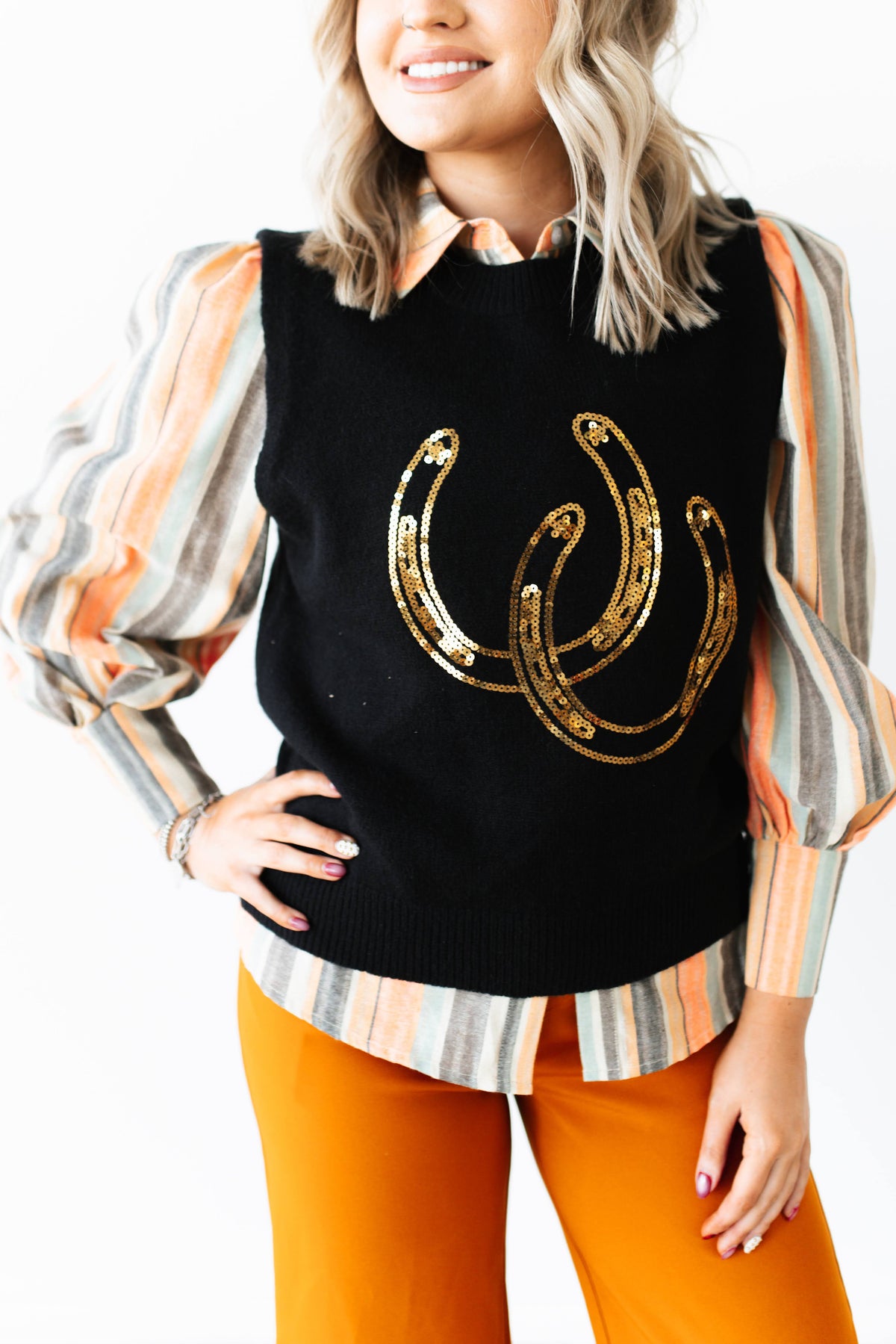 TH4214 SEQUIN DOUBLE HORSESHOE