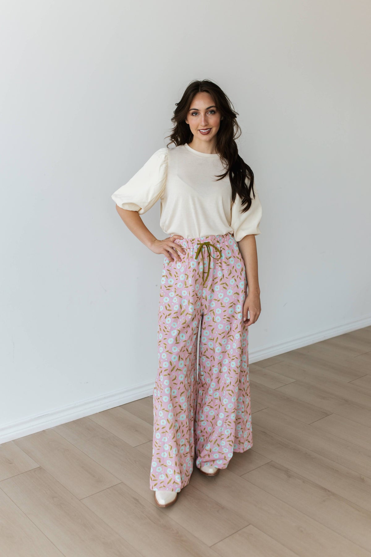TH2111 BLUSH GREEN PALAZZO PANT