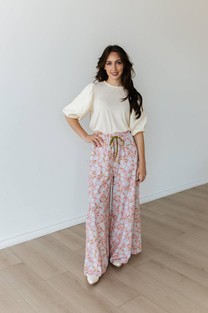 TH2111 BLUSH GREEN PALAZZO PANT