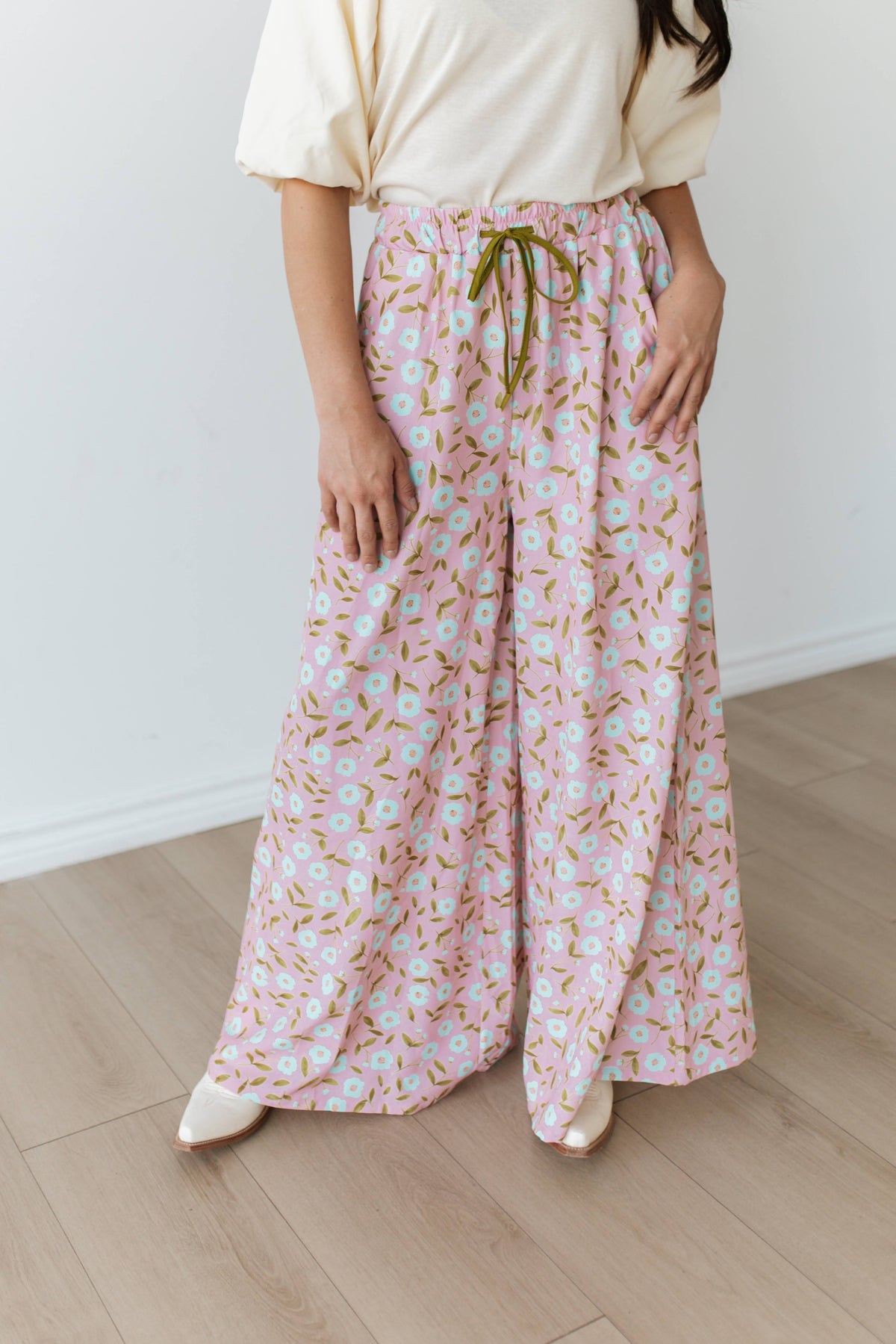 TH2111 BLUSH GREEN PALAZZO PANT