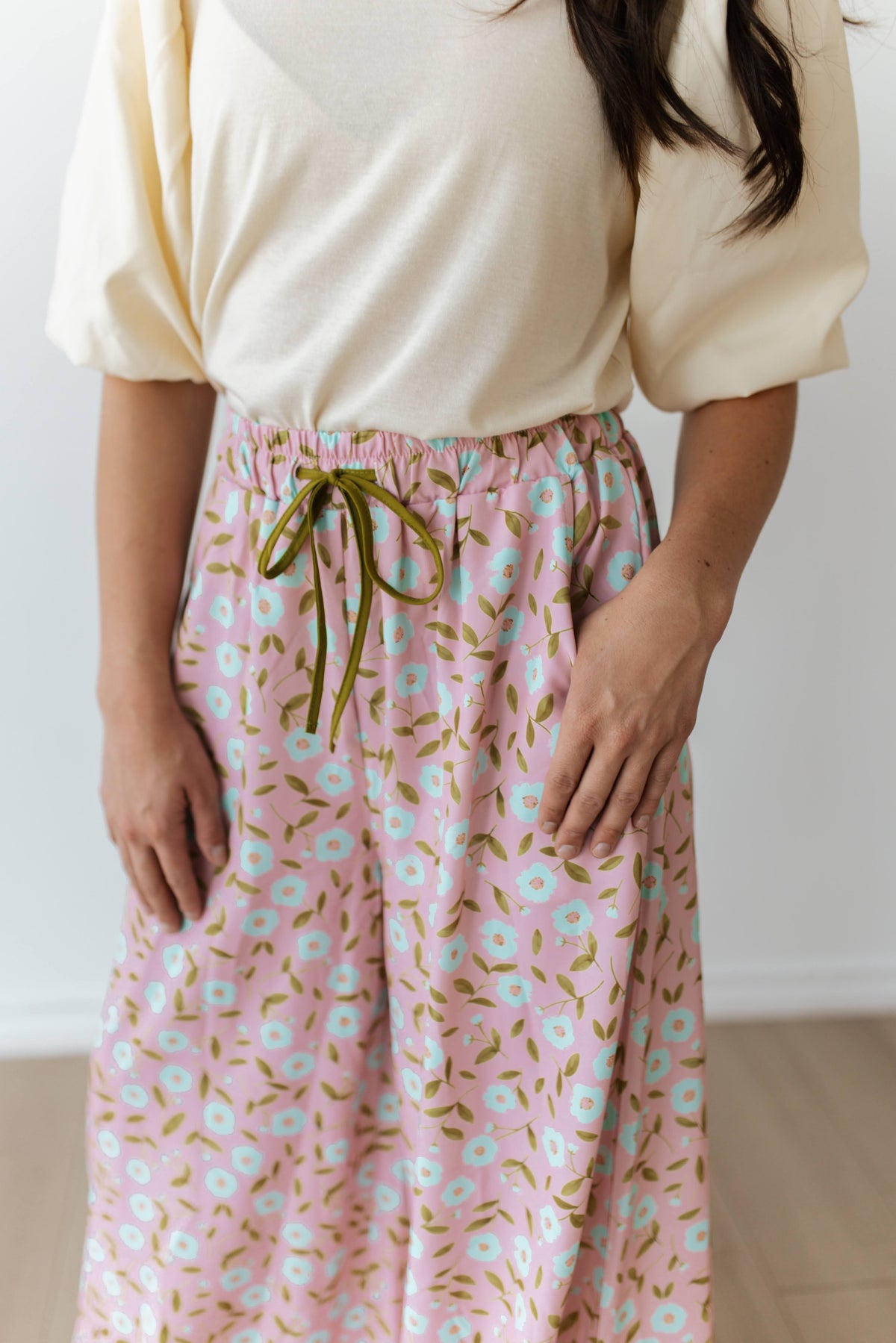TH2111 BLUSH GREEN PALAZZO PANT