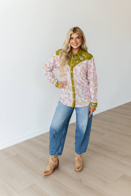 TH101 BLUSH GREEN FLORAL EMB YOKE TOP (7 PIECE)
