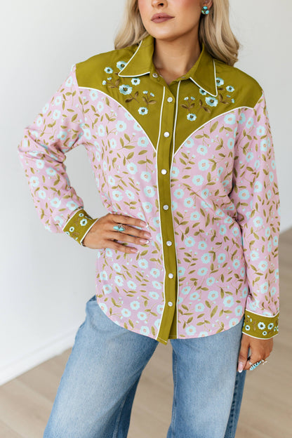 TH101 BLUSH GREEN FLORAL EMB YOKE TOP