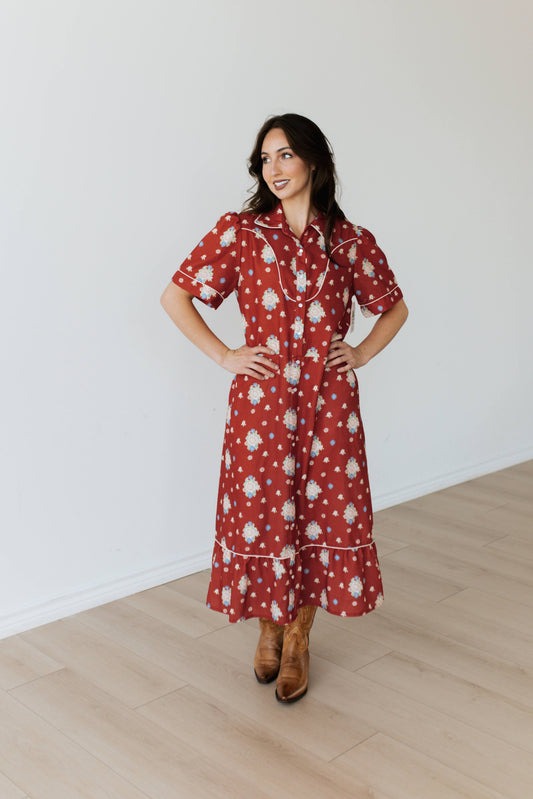 TH2409 RED FLORAL DRESS (7 PIECE)