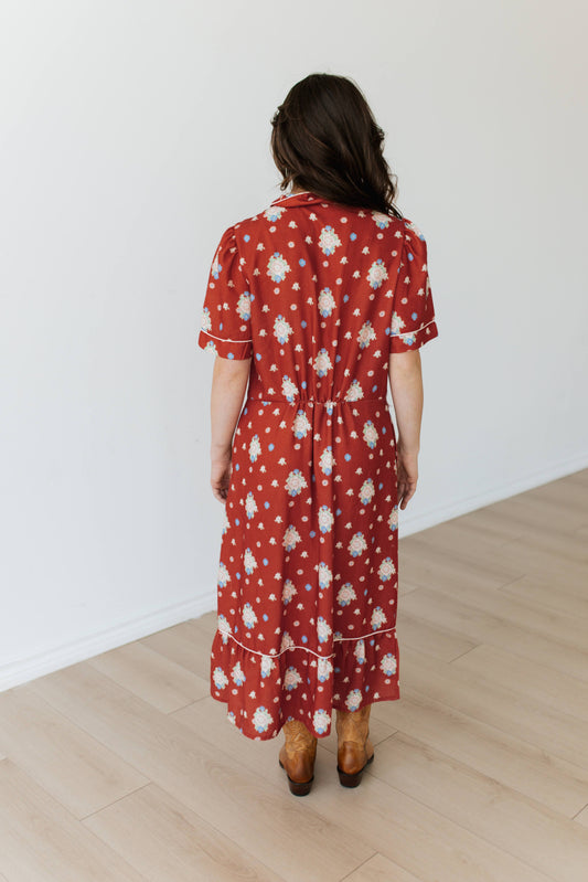 TH2409 RED FLORAL DRESS (7 PIECE)