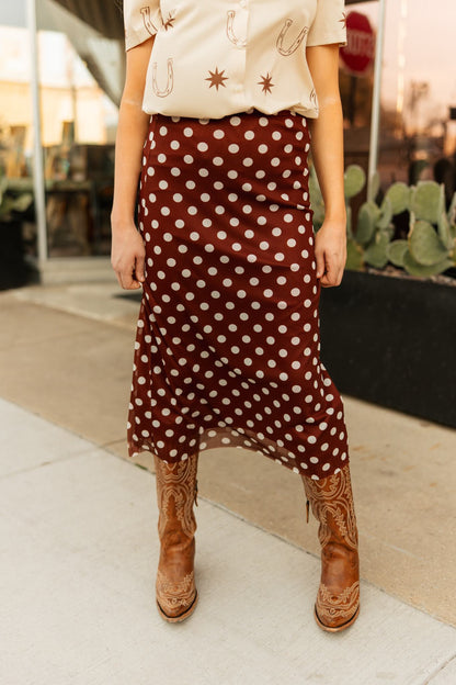 VR401 S112 BROWN DOT MESH SKIRT (OPEN)