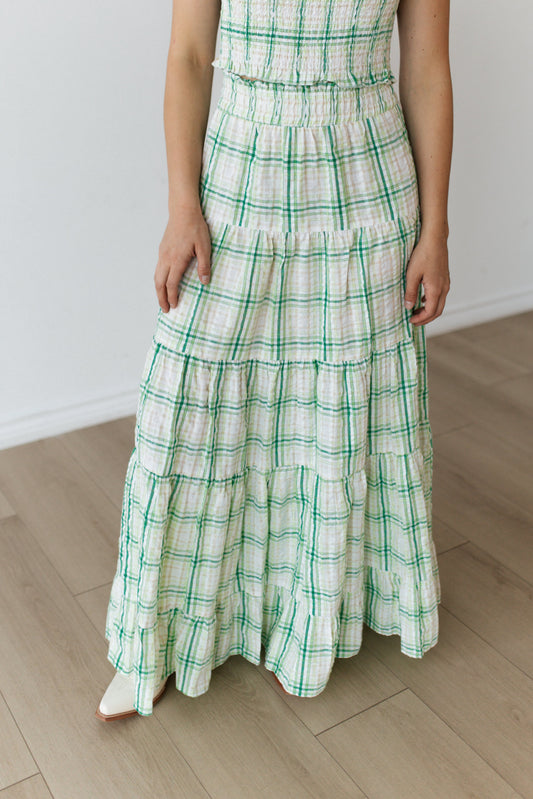 TH2604 GREEN PLAID BROOM SKIRT