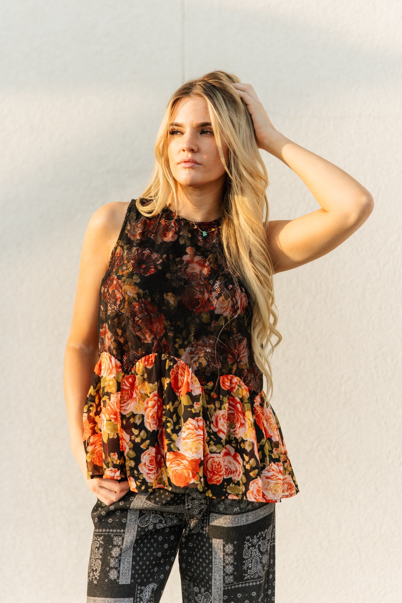 TH2534 ROSE LACE TOP (7 Piece)
