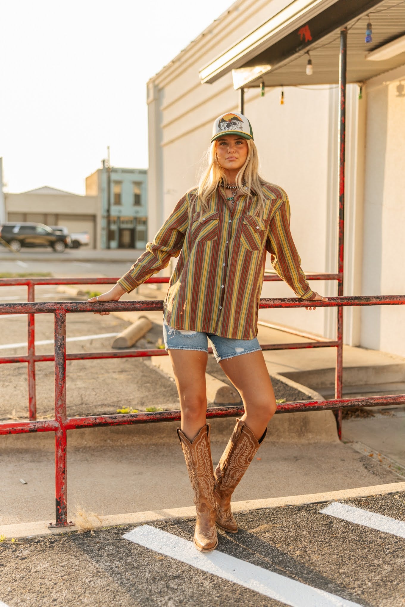 TH15 OLIVE VINTAGE STRIP TOP (1 Piece)