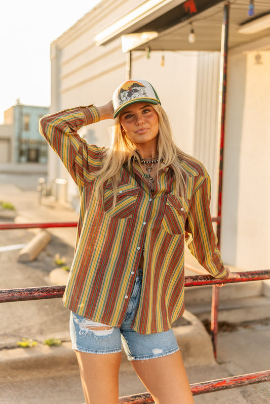 TH15 OLIVE VINTAGE STRIP TOP (1 Piece)