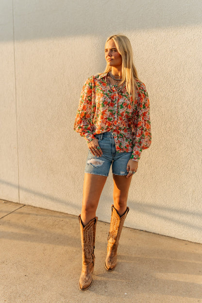 TH11 ORANGE GREEN FLORAL (7 PIECES)