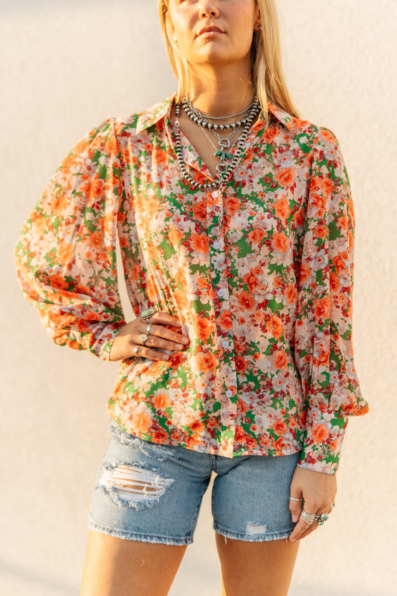 TH11 ORANGE GREEN FLORAL (7 PIECES)