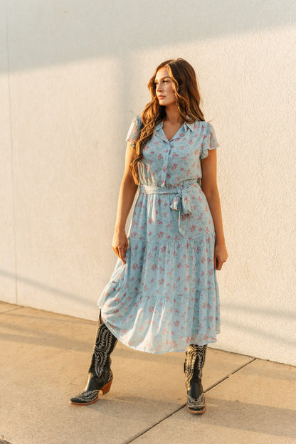 TH83 BLUE FLORAL DRESS (7 Piece)