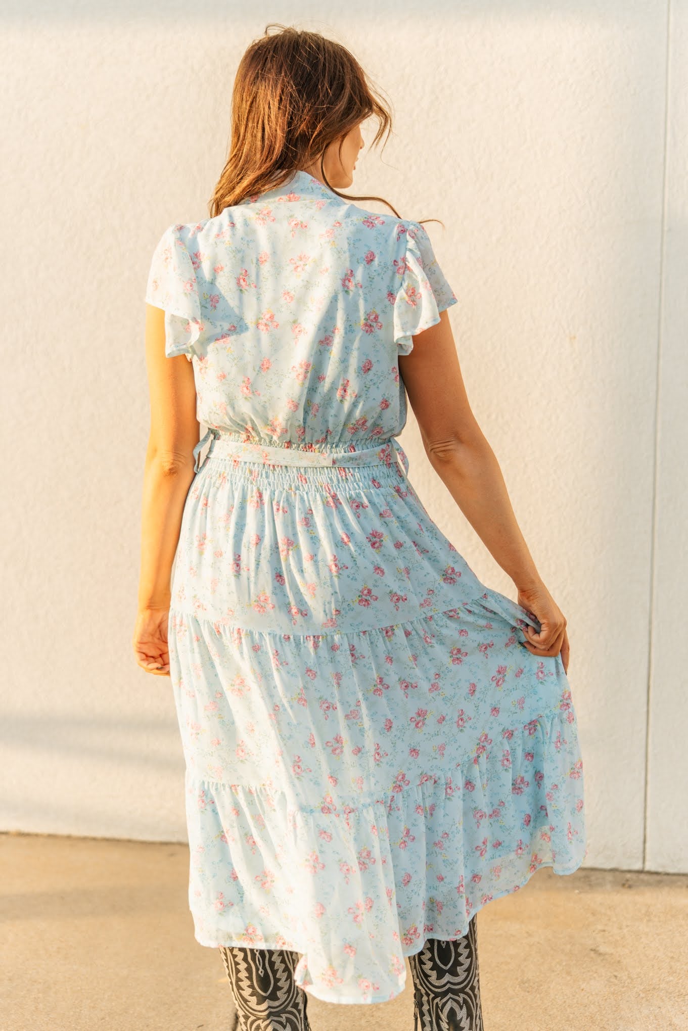 TH83 BLUE FLORAL DRESS (7 Piece)